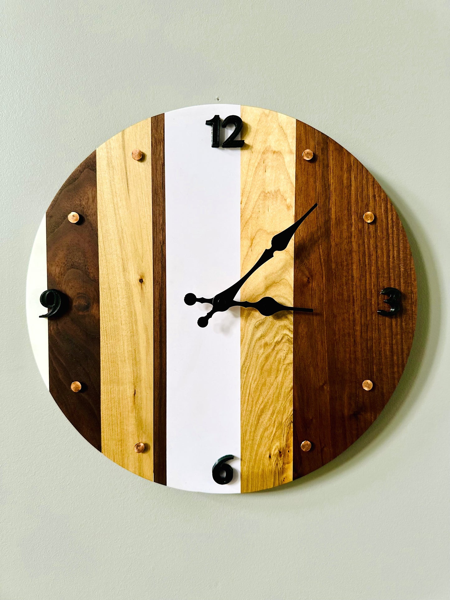 Black Walnut, Maple & Copper 14" Clock