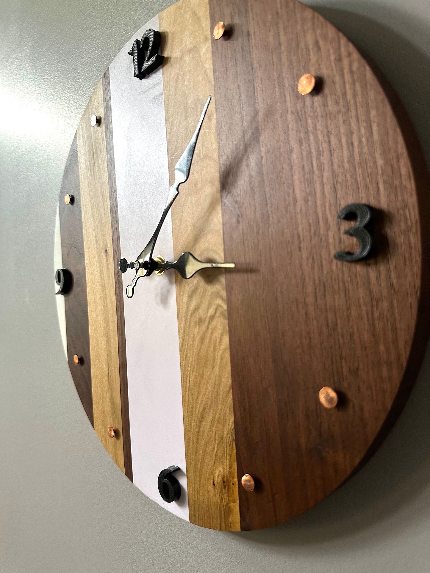 Black Walnut, Maple & Copper 14" Clock