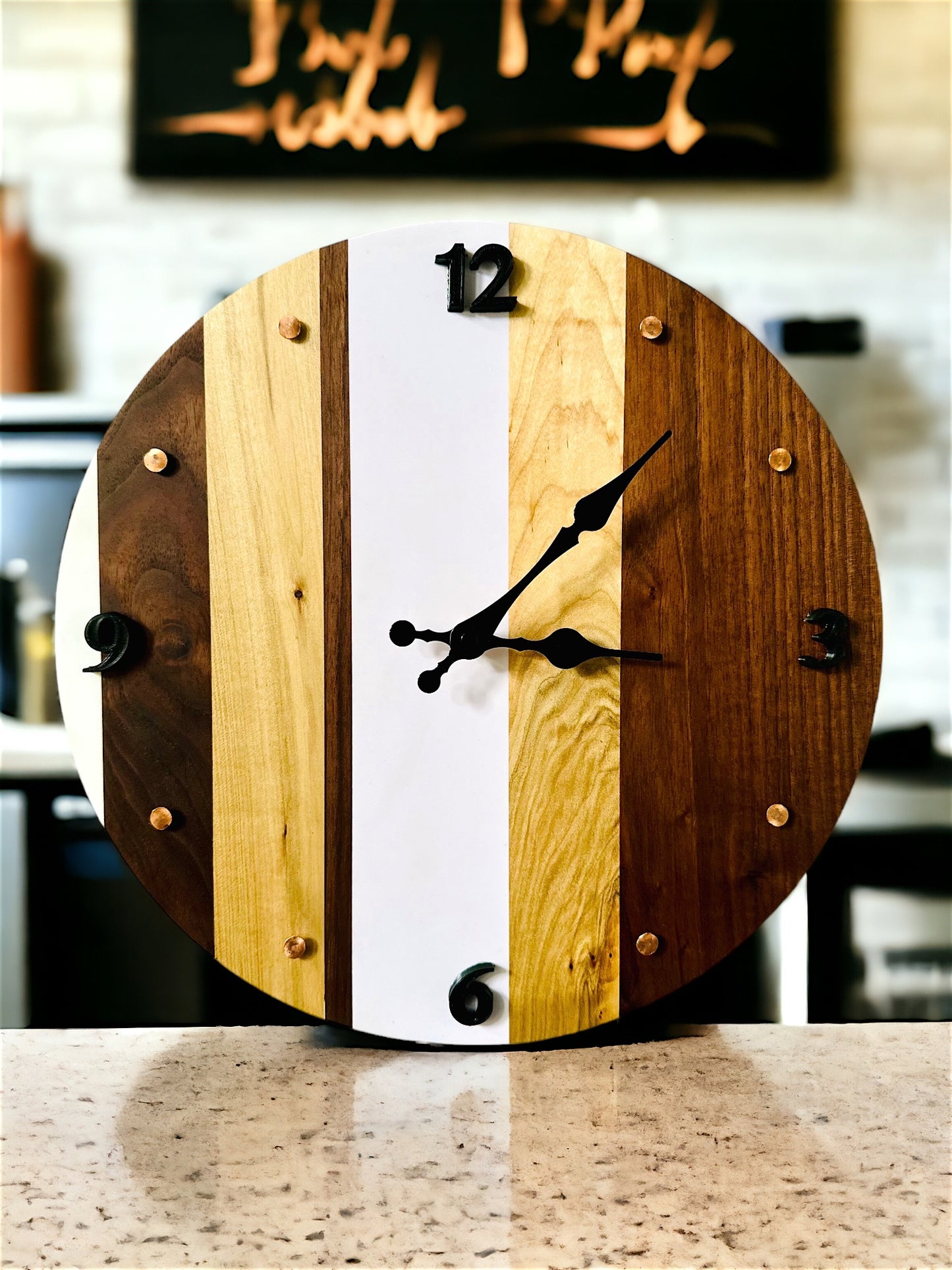 Black Walnut, Maple & Copper 14" Clock