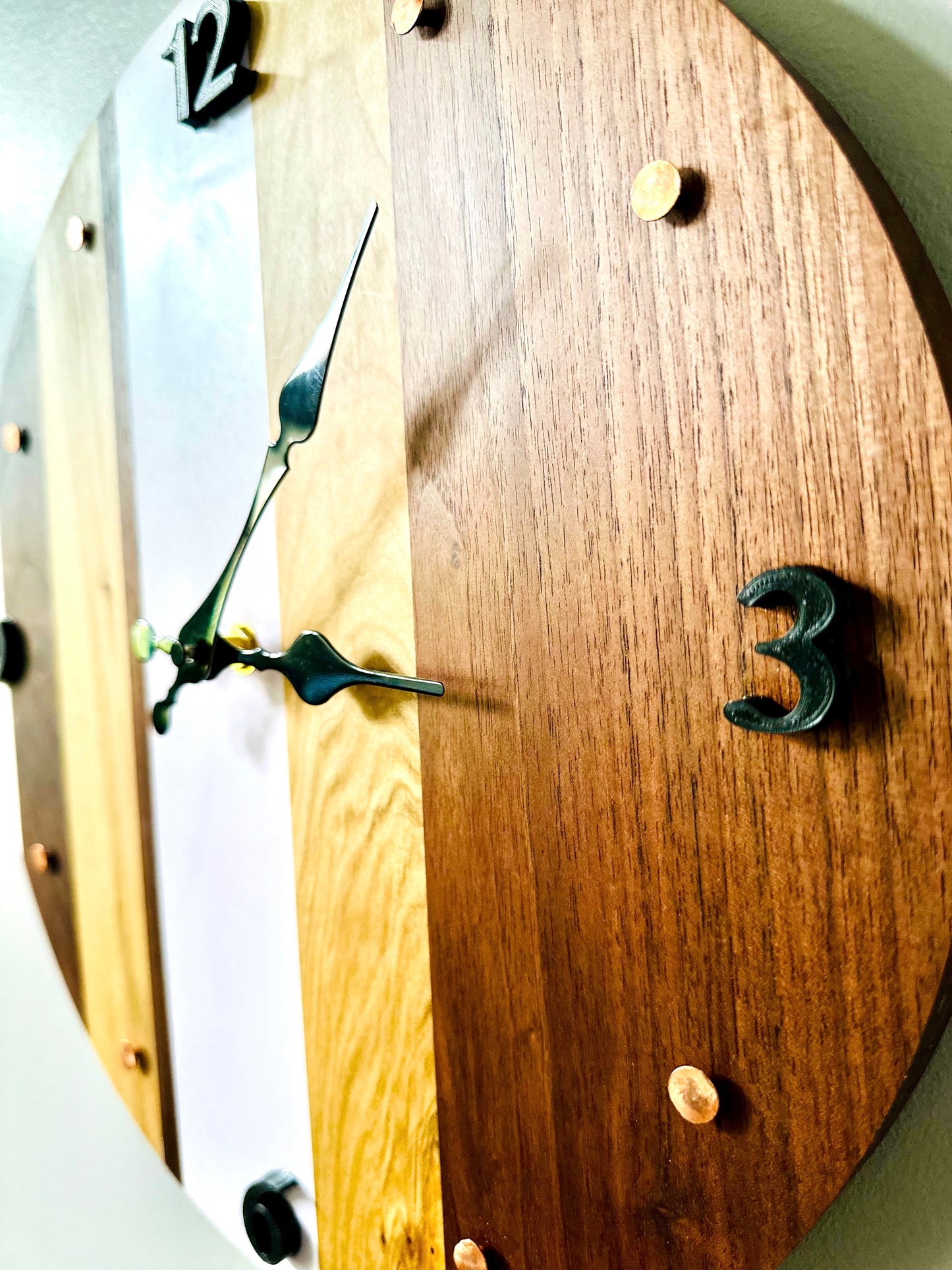 Black Walnut, Maple & Copper 14" Clock