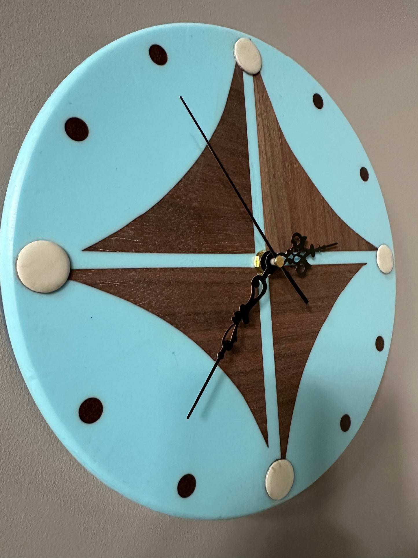 Black Walnut & Baby Blue 10" Wall Clock