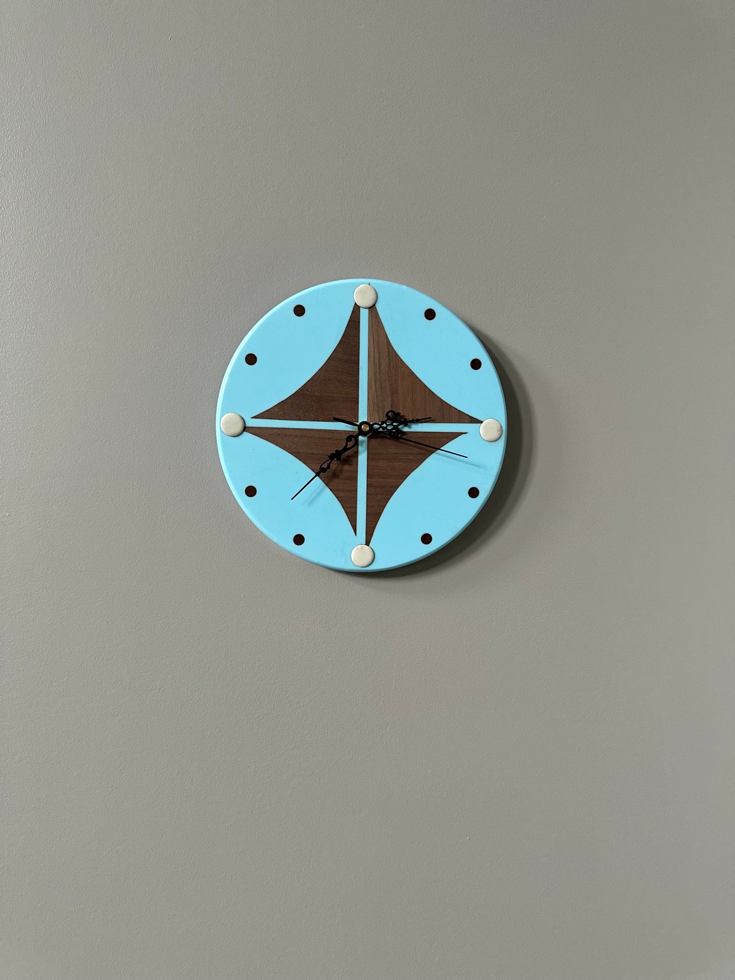 Black Walnut & Baby Blue 10" Wall Clock