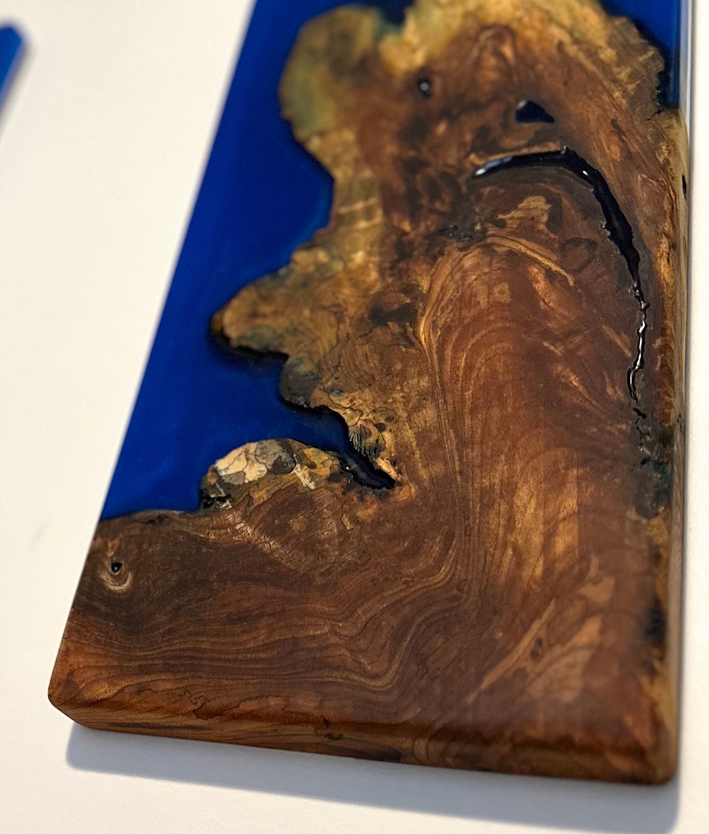 PAIR of Live Edge Maple Root & 3d Blue Wall Hangings- Art