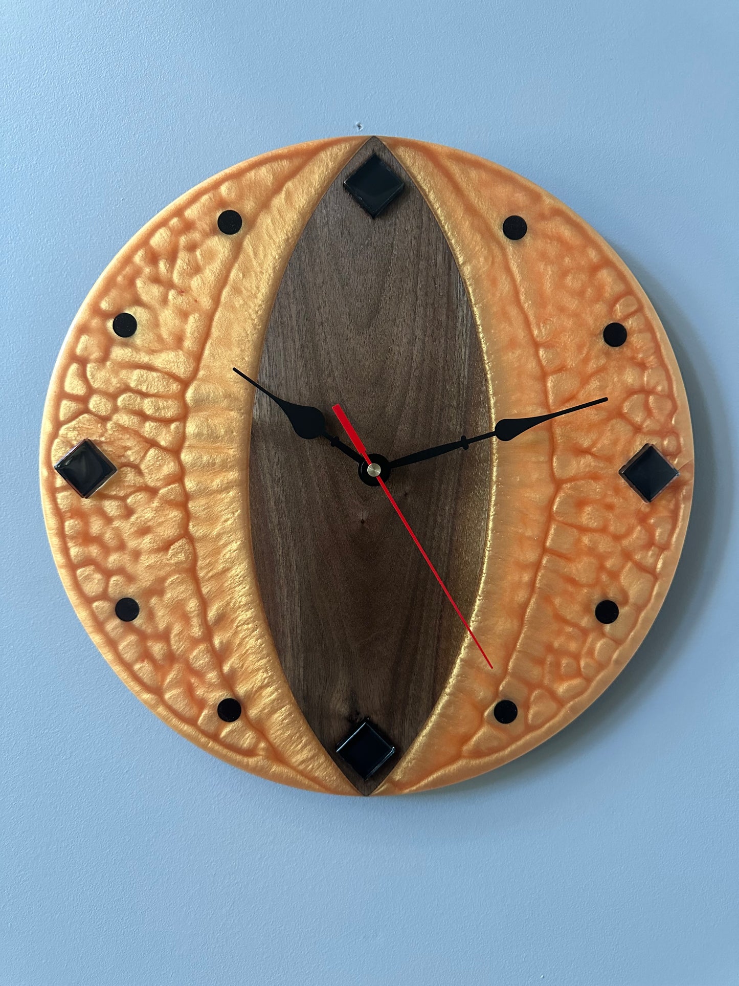 Black Walnut, Dragon's Eye #2- 14" Wall Clock