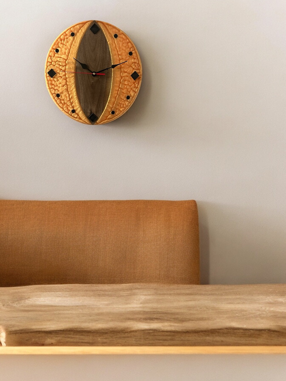 Black Walnut, Dragon's Eye #2- 14" Wall Clock