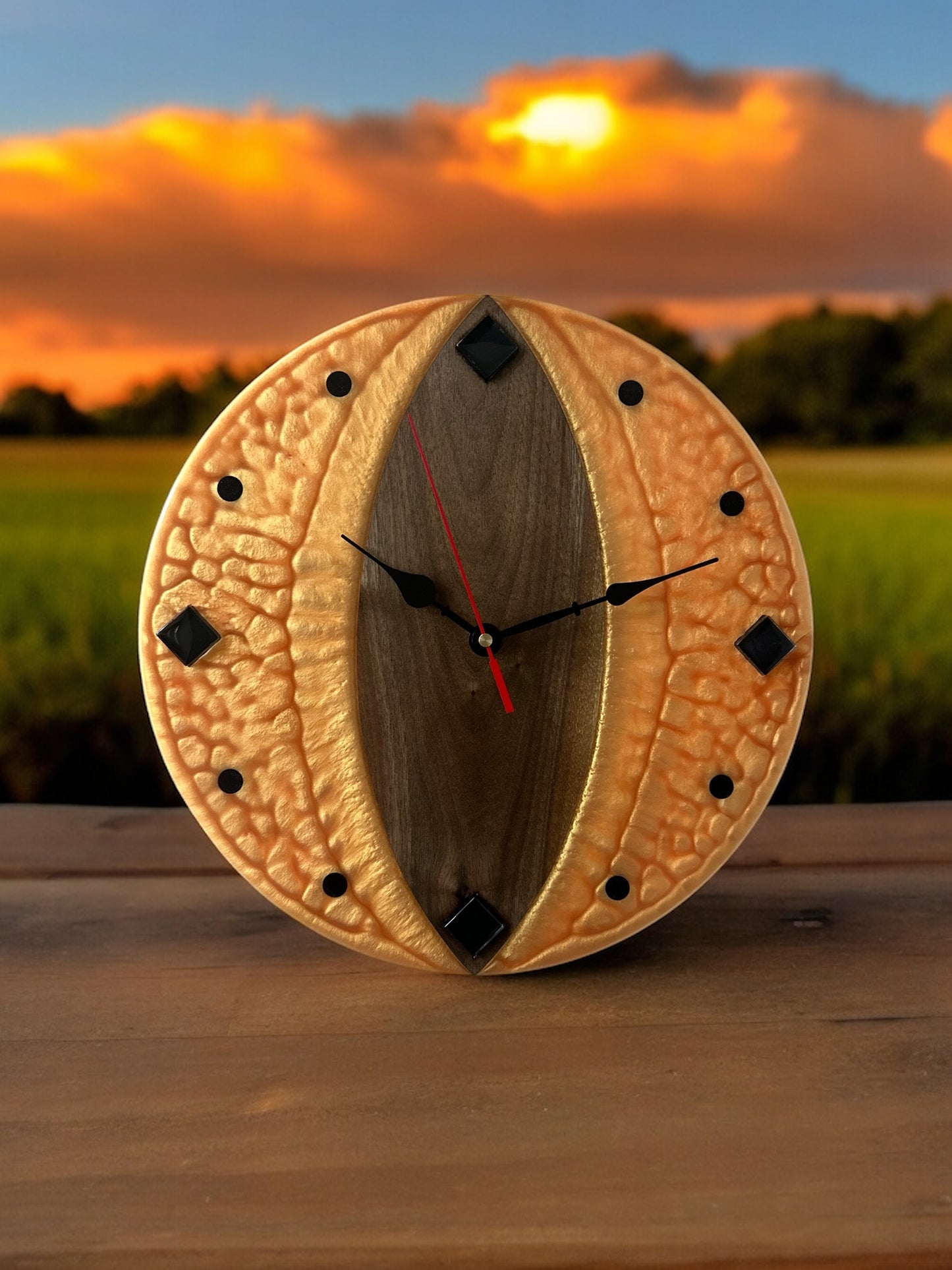 Black Walnut, Dragon's Eye #2- 14" Wall Clock