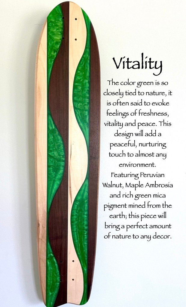 Skateboard Wall Art 'VITALITY' Walnut, Maple & Epoxy Resin