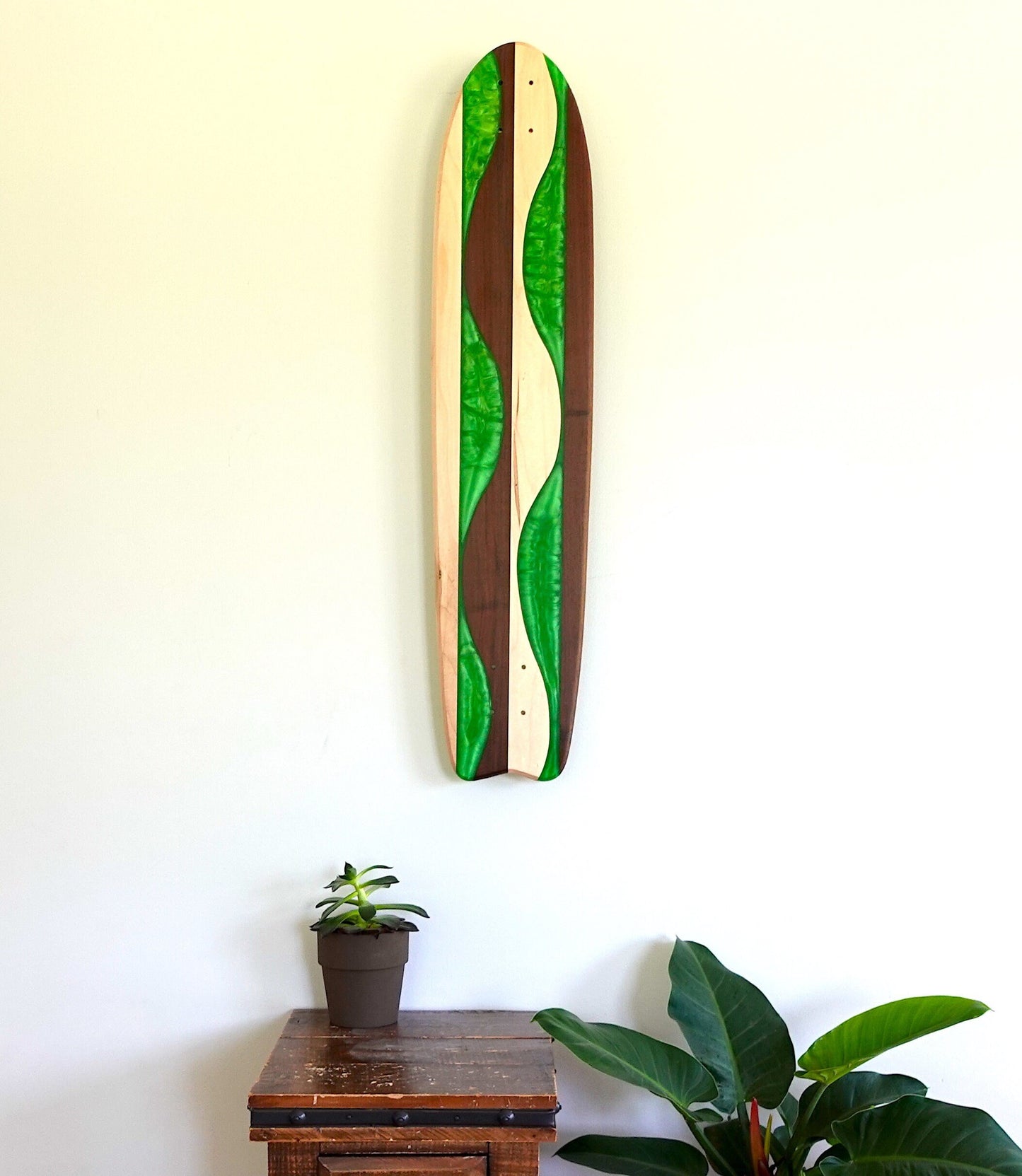 Skateboard Wall Art 'VITALITY' Walnut, Maple & Epoxy Resin