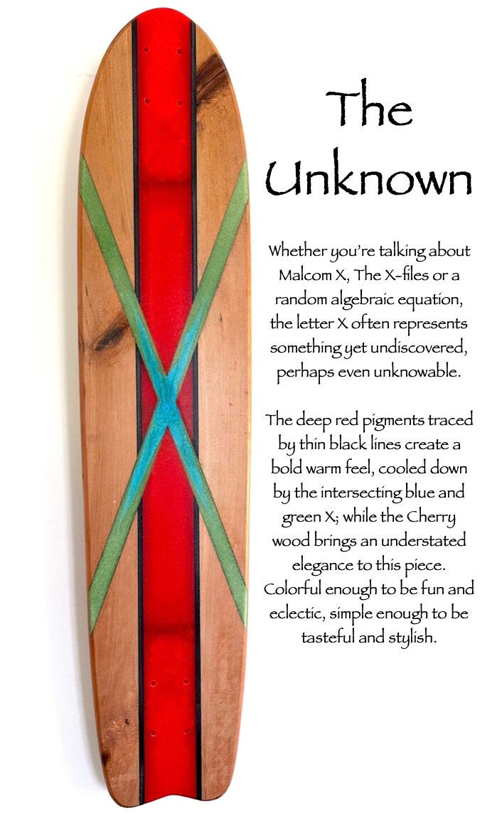 Skateboard Wall Art 'THE UNKNOWN' Cherry Wood & Epoxy Resin