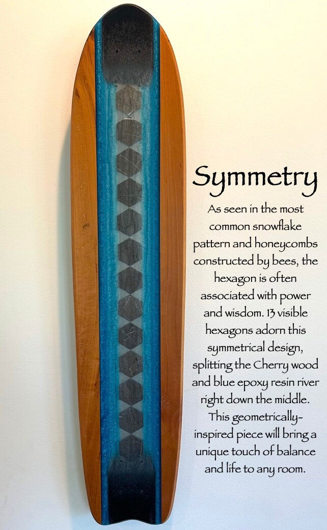 Skateboard Wall Art 'SYMMETRY' Cherry Wood & Epoxy Resin